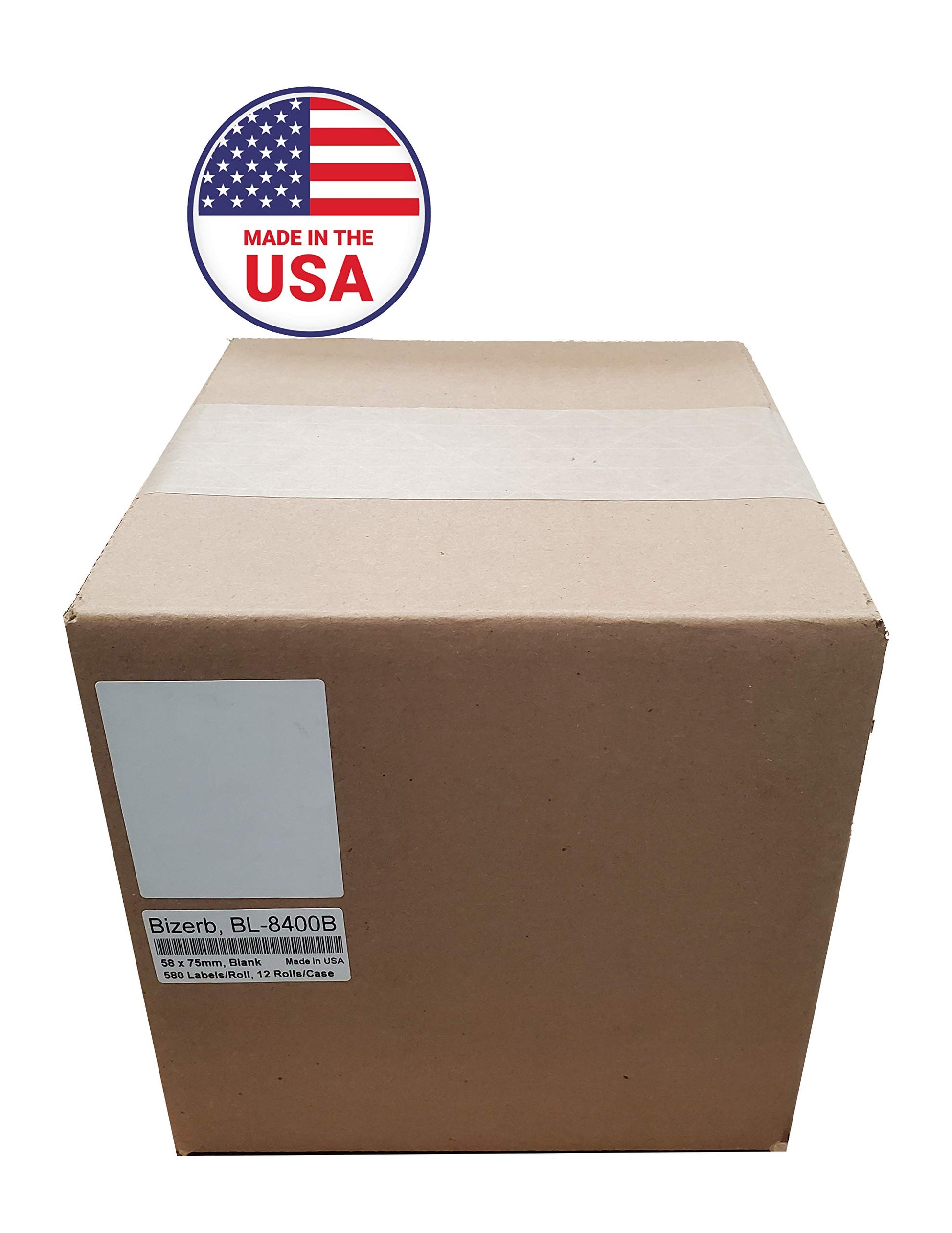 Bizerba, BL-8400B, Blank, UPC 58 x 75mm, 12 Rolls/Case, 580 Labels/Roll