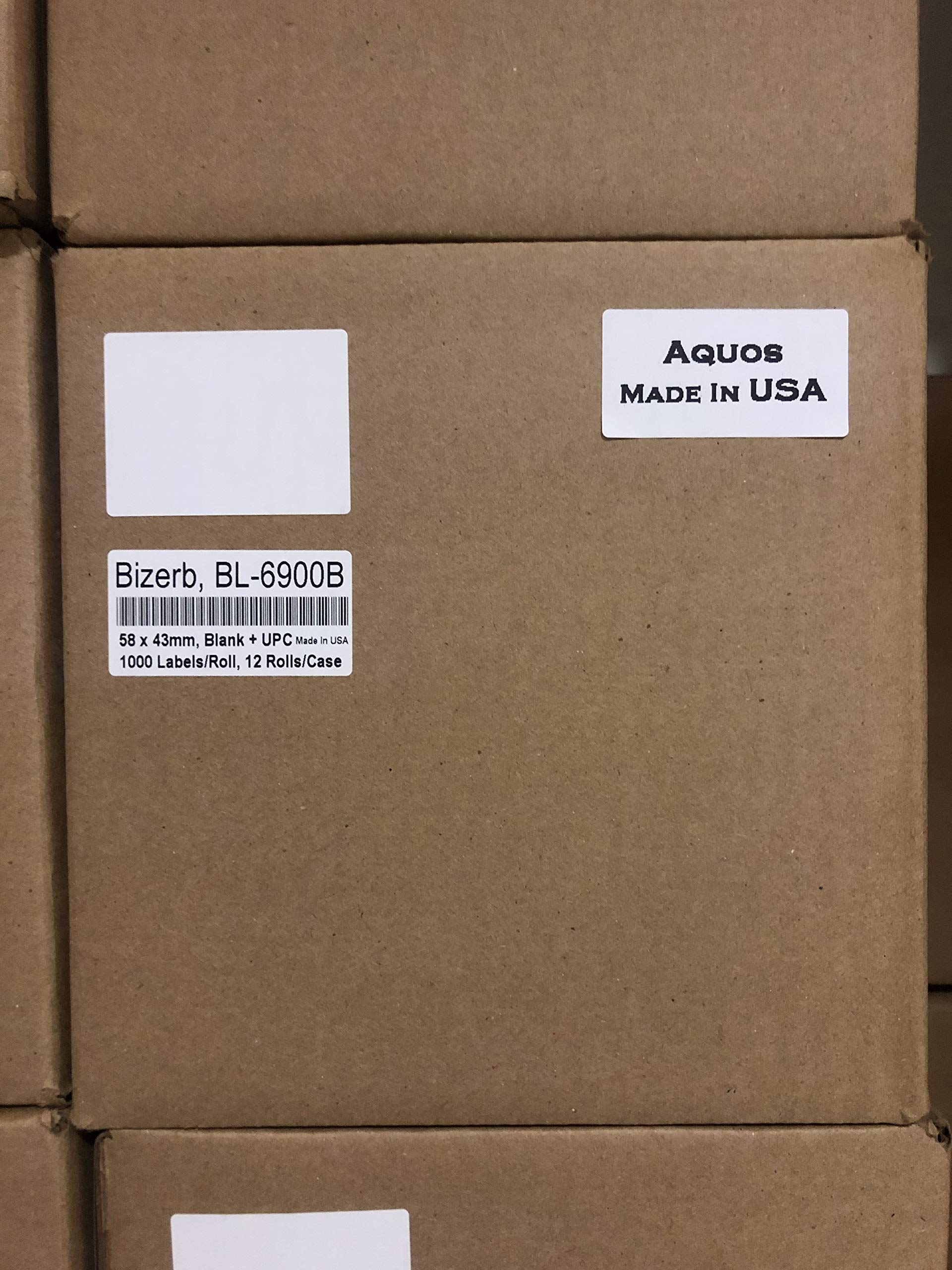 Bizerba, BL-6900B, Blank, UPC 58 x 43mm, 12 Rolls/Case, 1000 Labels/Roll