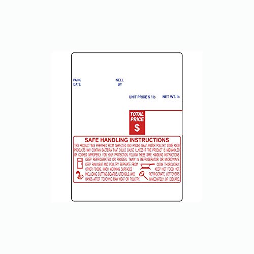 Digi/NBI Scale Label with Safe Handling Instructions, UPC, 60mm x 80mm (2.362x3.150 inches), 580 Labels Per Roll Fits Many Printers, Digi and NBI Scales. Made in USA. DL-1265