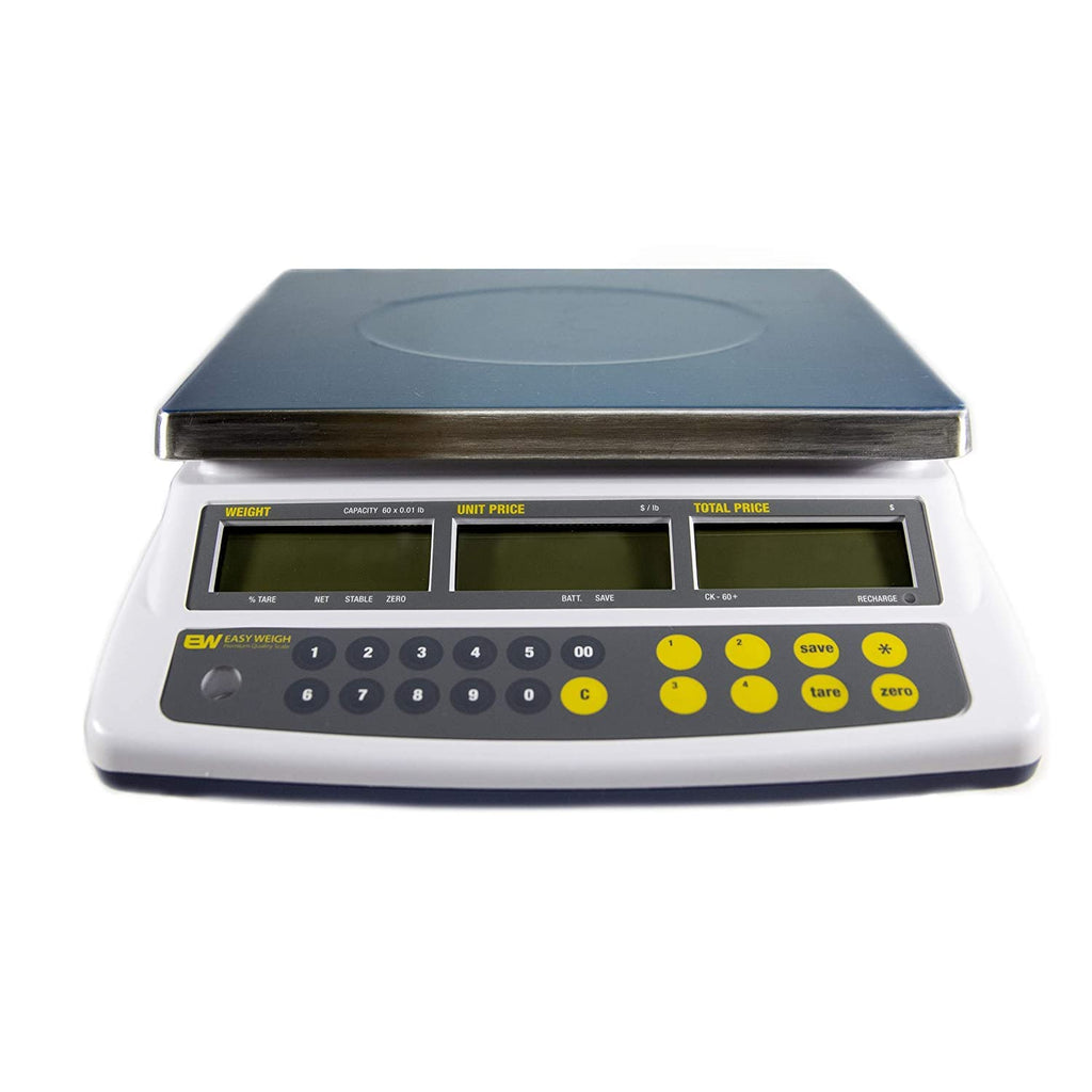 Easy Weigh CK Series Digital Price Computing Scale Rechargeable Battery Operated, NTEP Approval Class III, LCD Display, Portable Compact, Stainless Steel Platter