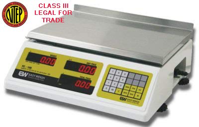 Easy Weight Commercial Digital Scales PC-100NL LED, Electronic Price Computing Food, Meat Scale Class III Legal for Trade. Weighs up to 60lbs