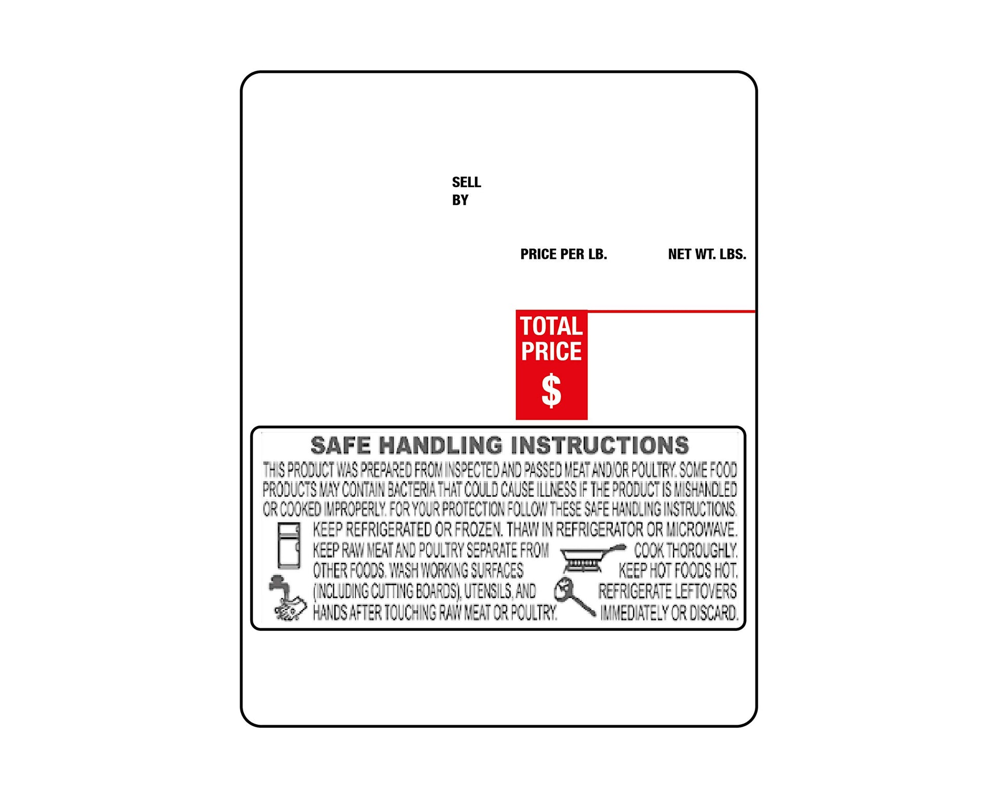 Digi/NBI Scale Label with Safe Handling Instructions, UPC, 60mm x 80mm (2.362x3.150 inches), 580 Labels Per Roll Fits Many Printers, Digi and NBI Scales. Made in USA. DL-1265