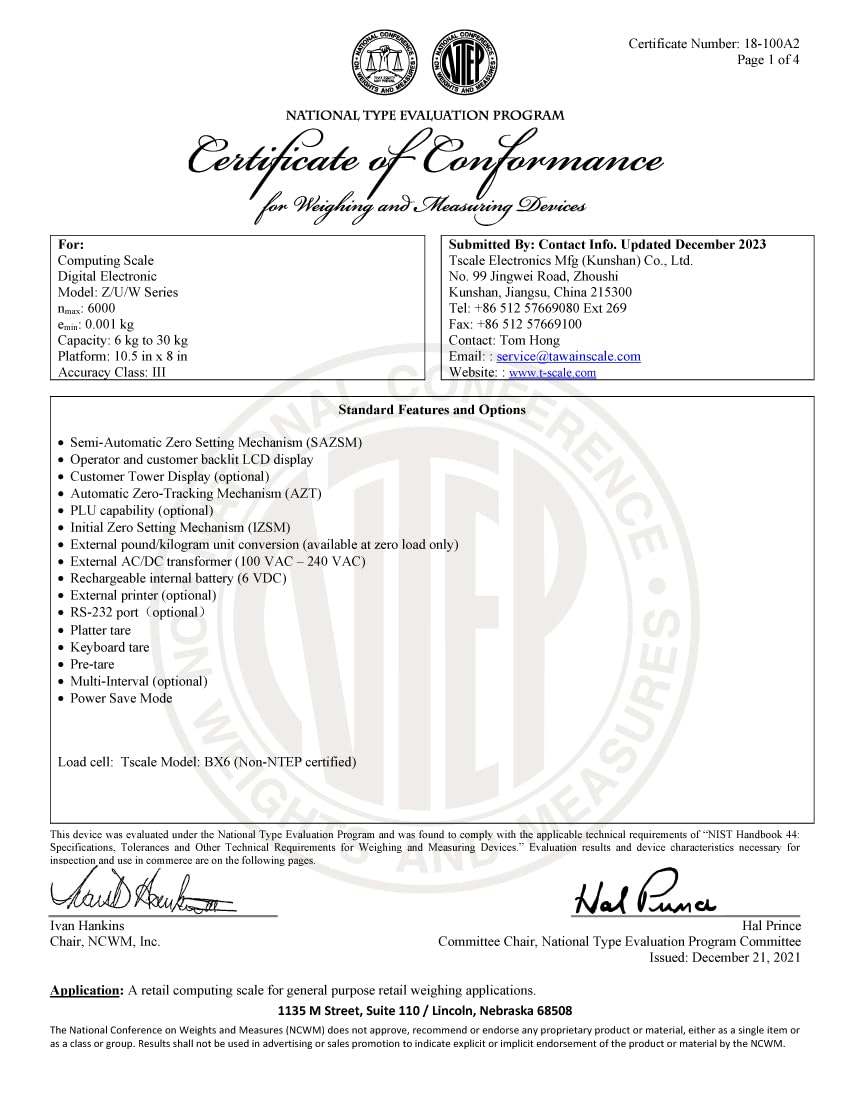 Price Computing Scale Class III Legal for Trade Weighs Up to 30lbs