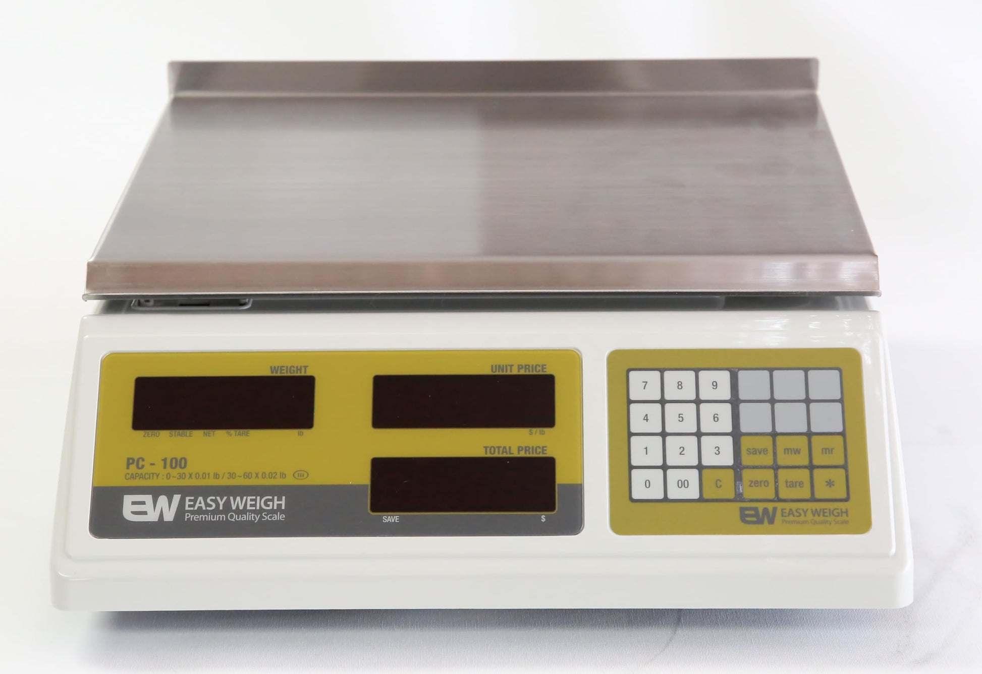 Easy Weigh PC-100 60lb Capacity Price Digital Computing Scale Legal for Trade Class III Deli Produce Grocery Meat Kitchen NTEP