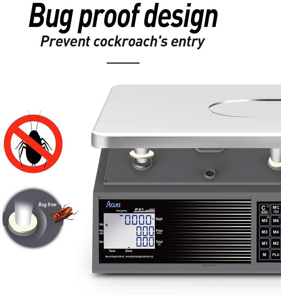 Price Computing Scale PS6. Legal for Trade. Class III Weighs UP to 60 LBS (Base with Power Cable)