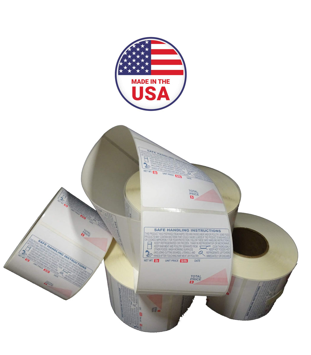 Ishida IL-4164, Safe Handling, UPC, 64 mm x 59 mm (2.520” x 2.323”), 625 Labels/Roll, 12 Rolls/Case, 14 lb/Case, 9 x 9 x 9 in. Case (23 x 23 x 23 cm Case.)
