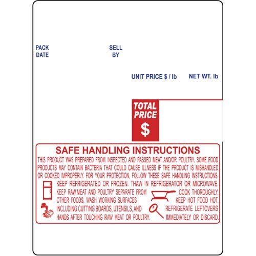 Digi/NBI Scale Label with Safe Handling Instructions, UPC, 60mm x 80mm (2.362x3.150 inches), 580 Labels Per Roll Fits Many Printers, Digi and NBI Scales. Made in USA. DL-1265