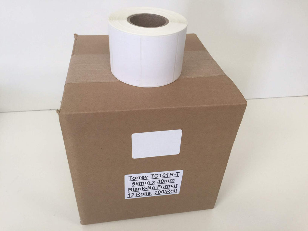 Torrey W-Label Blank Labels, 58mm x 40mm, 700/Roll, 12 Rolls/Case, Tor Rey