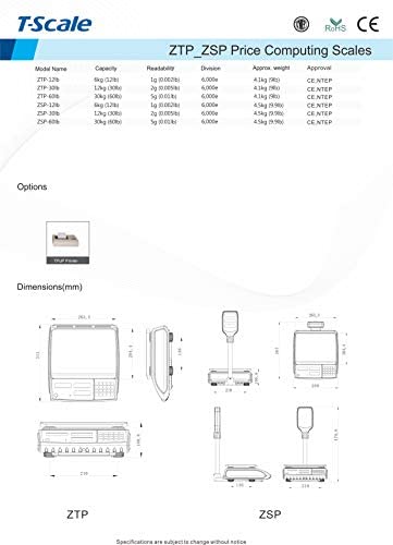Price Computing Scale T-Scale ZTP Weighing Scale NTEP Legal for Trade Pole Display Type