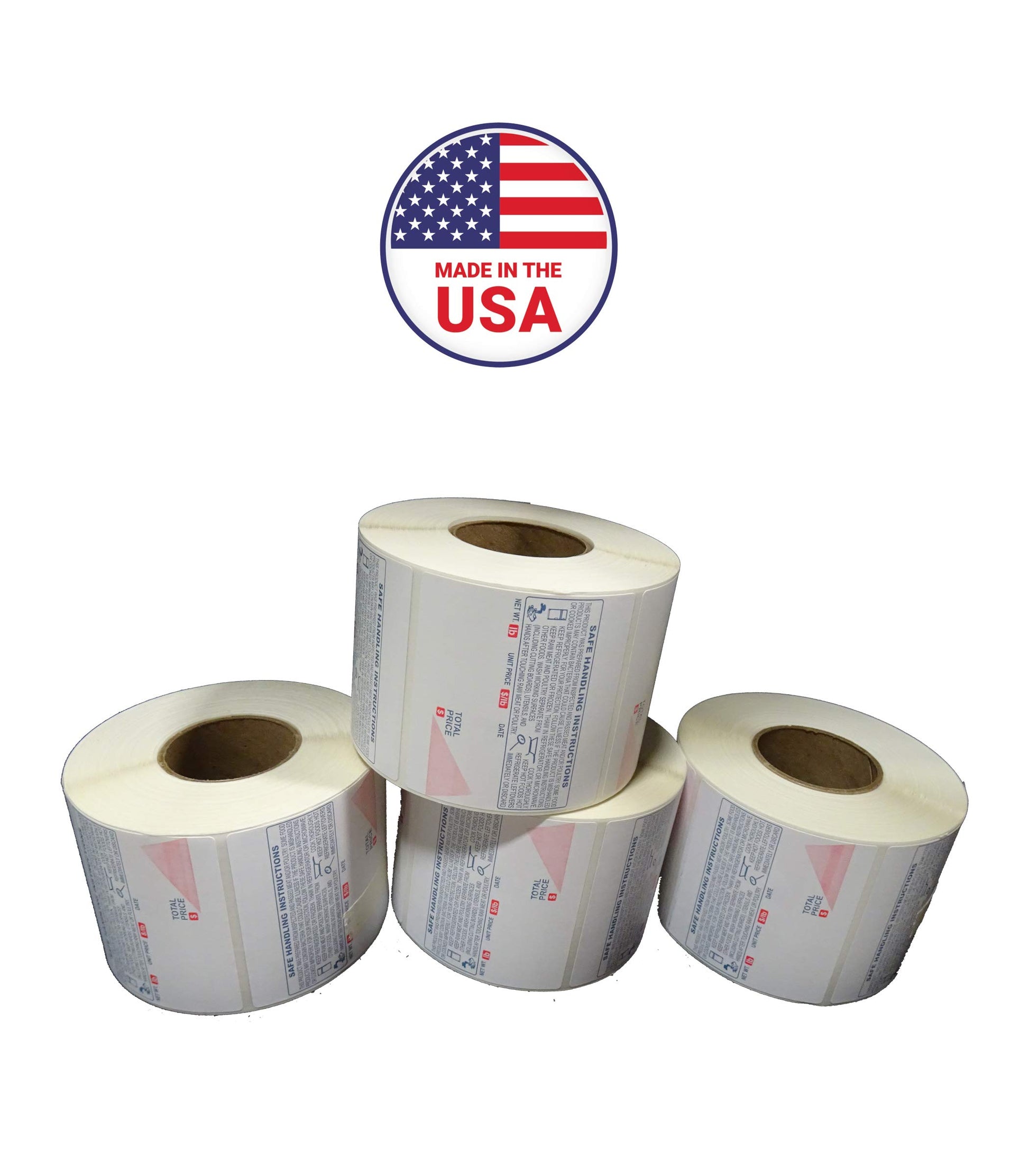 Ishida IL-4164, Safe Handling, UPC, 64 mm x 59 mm (2.520” x 2.323”), 625 Labels/Roll, 12 Rolls/Case, 14 lb/Case, 9 x 9 x 9 in. Case (23 x 23 x 23 cm Case.)