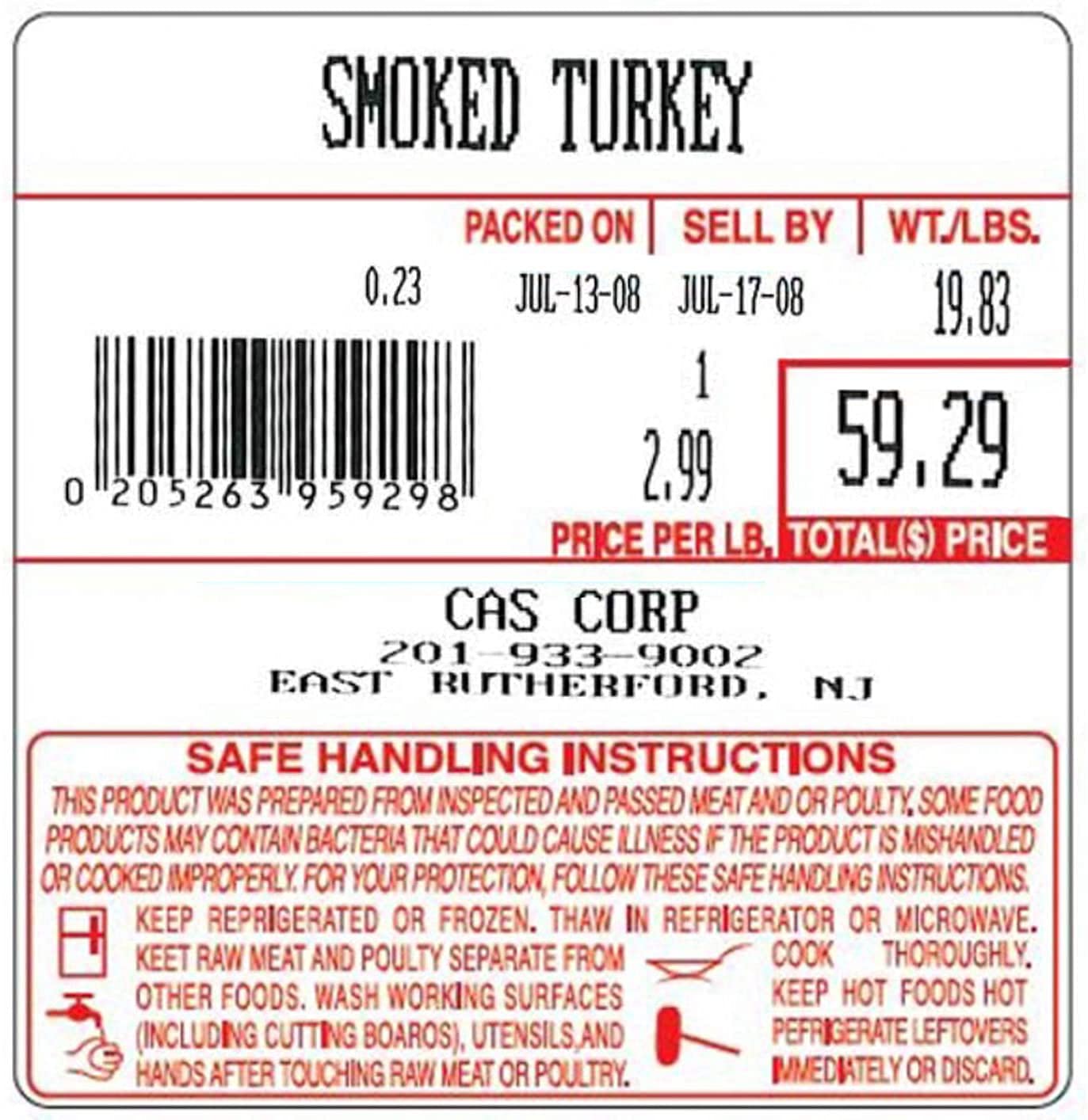 CAS Printing Scale Label Rolls/Made in USA