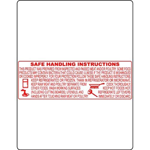 Bizerba Scale Label BL-8414, Safe Handling, UPC 58 x 75mm, 580 Labels Per Roll. Made in USA (12 Rolls)