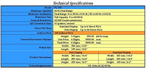 Easy Weigh PC-100 60lb Capacity Price Digital Computing Scale Legal for Trade Class III Deli Produce Grocery Meat Kitchen NTEP