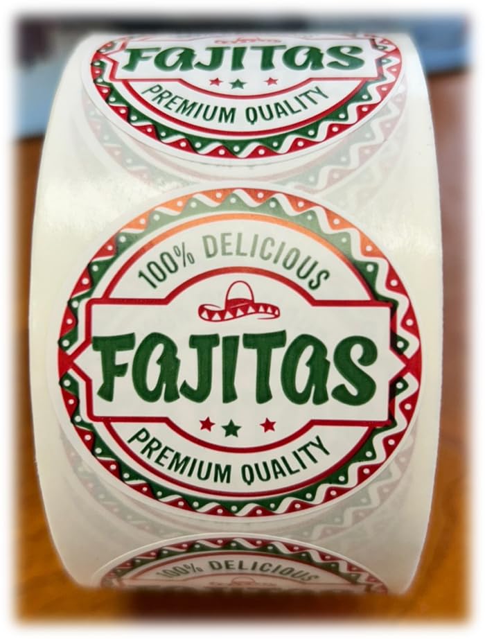 Fajitas Label 1.75" Round 1000 Labels Made in USA