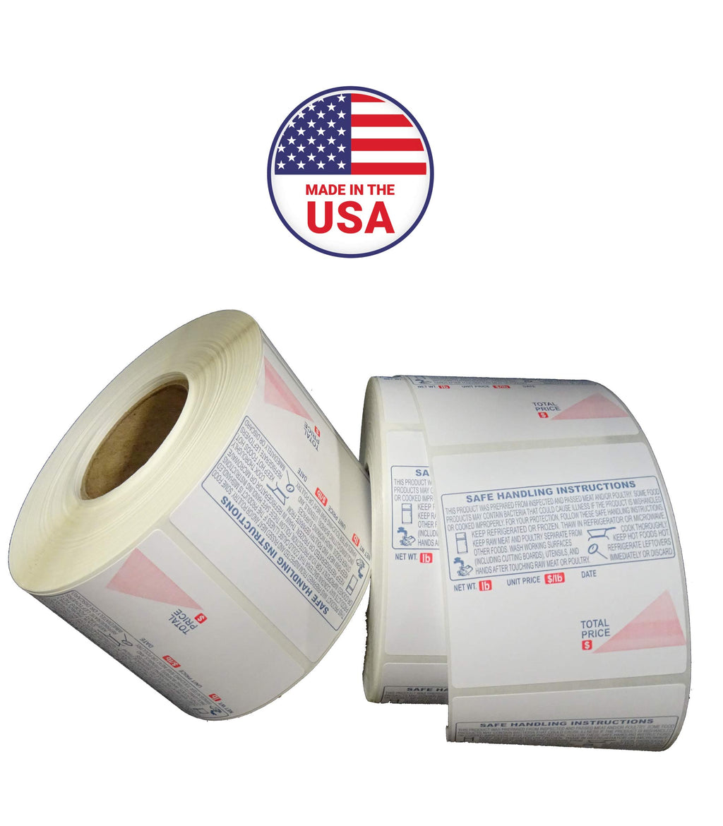 Ishida IL-4164, Safe Handling, UPC, 64 mm x 59 mm (2.520” x 2.323”), 625 Labels/Roll, 12 Rolls/Case, 14 lb/Case, 9 x 9 x 9 in. Case (23 x 23 x 23 cm Case.)