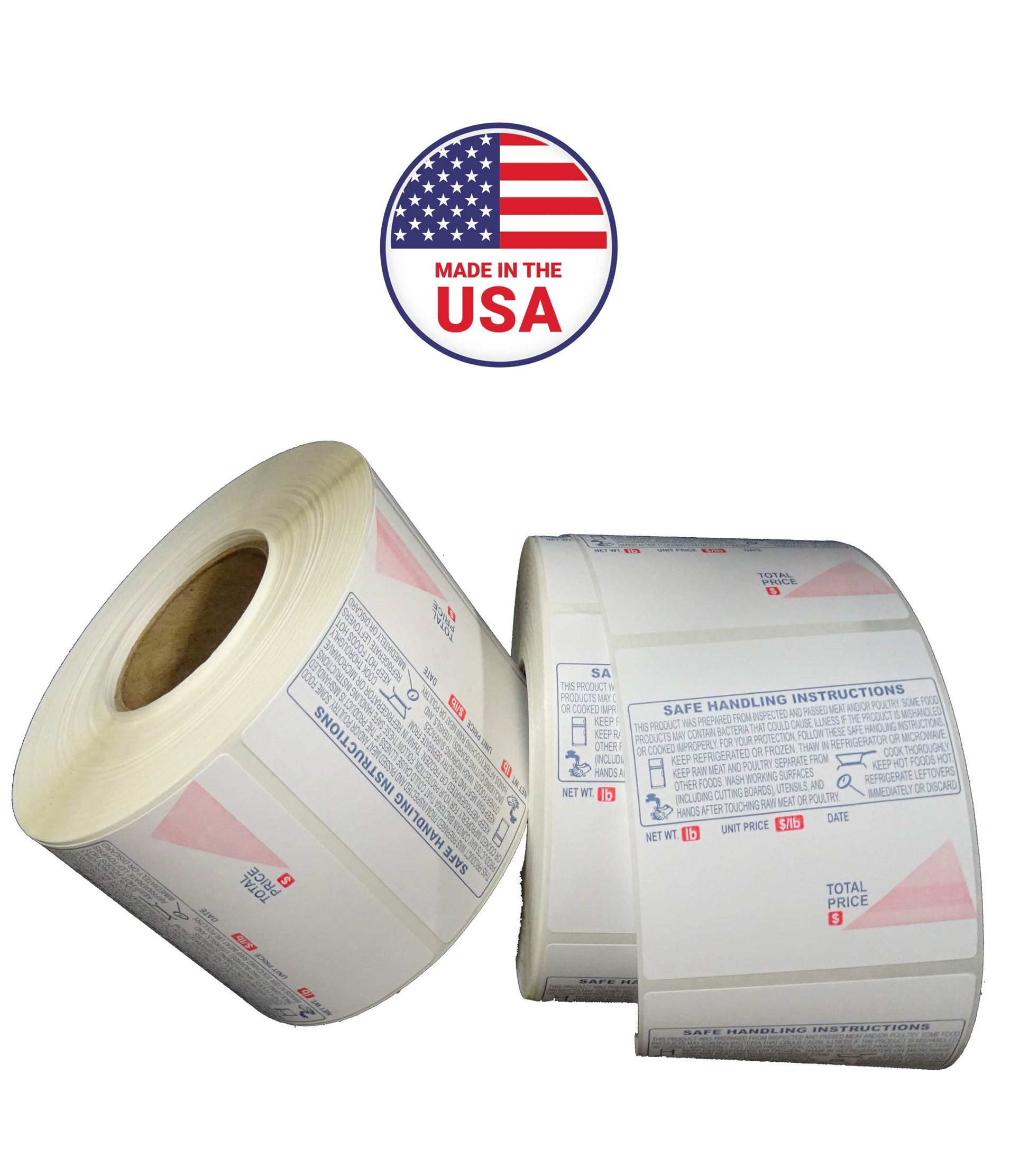 Ishida IL-4164, Safe Handling, UPC, 64 mm x 59 mm (2.520” x 2.323”), 625 Labels/Roll, 12 Rolls/Case, 14 lb/Case, 9 x 9 x 9 in. Case (23 x 23 x 23 cm Case.)